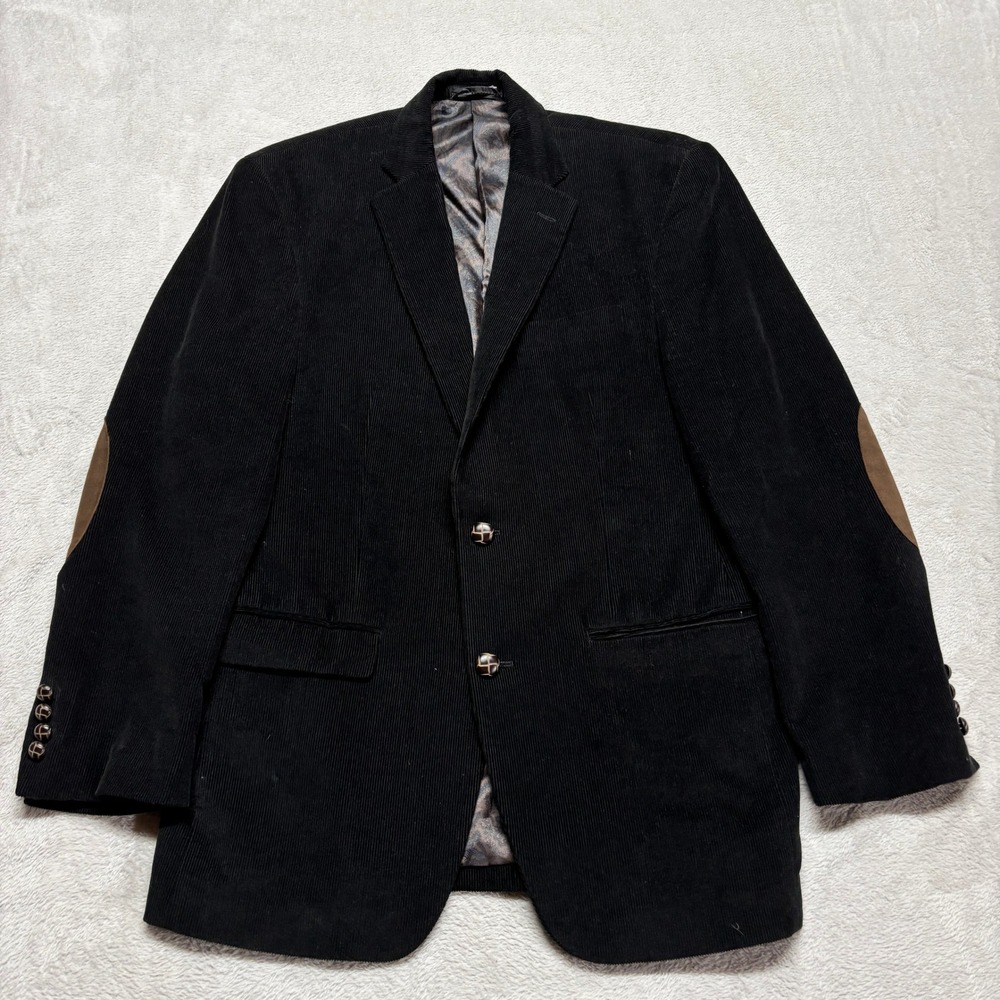 Lauren Ralph Lauren Sport Coat Mens 38R Corduroy Black Elbow Patches Academia